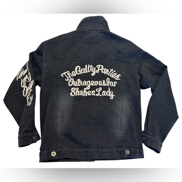 ANLI & FS Jackets & Blazers - Graphic Black Denim Jacket Punk Streetwear moto Jean Jacket Angel Patch
